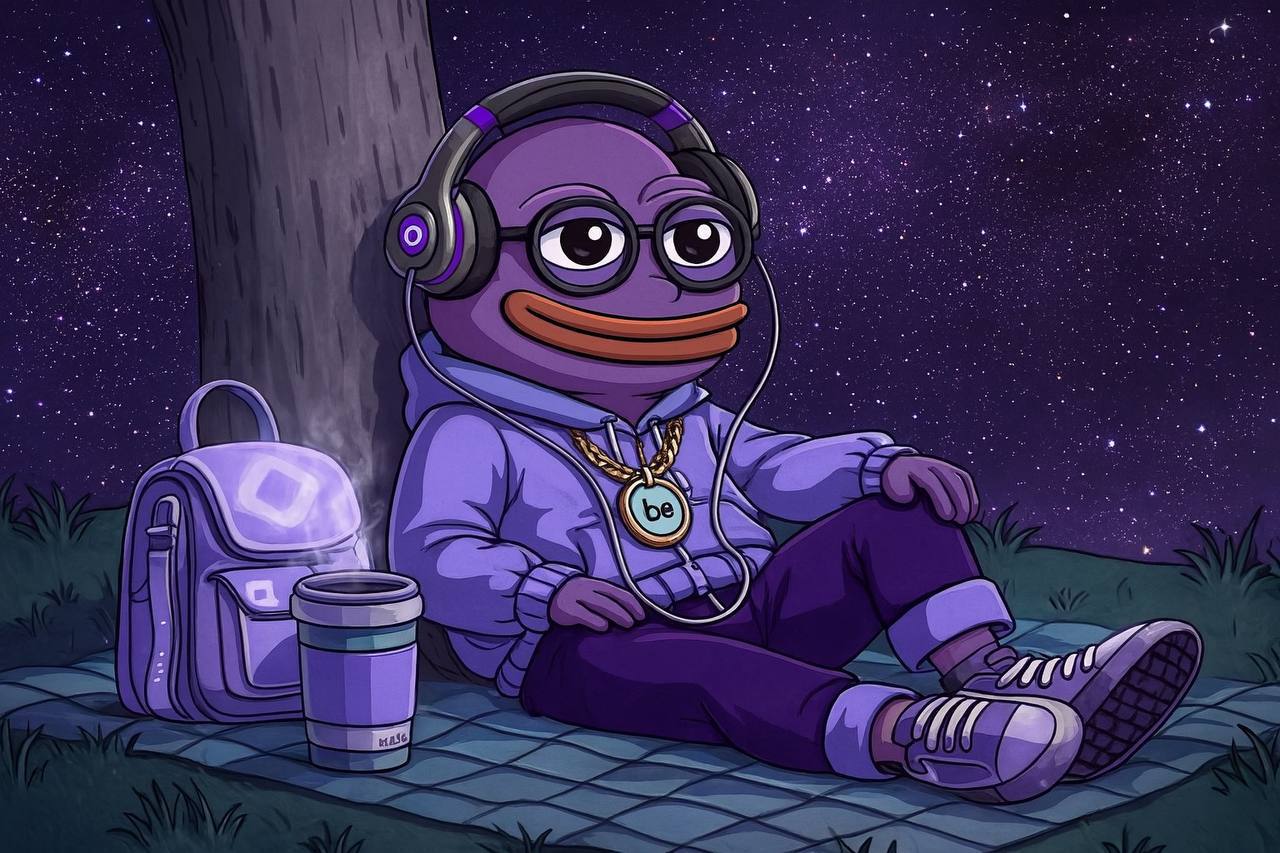 BENAD Monad meme coin character chilling under the stars